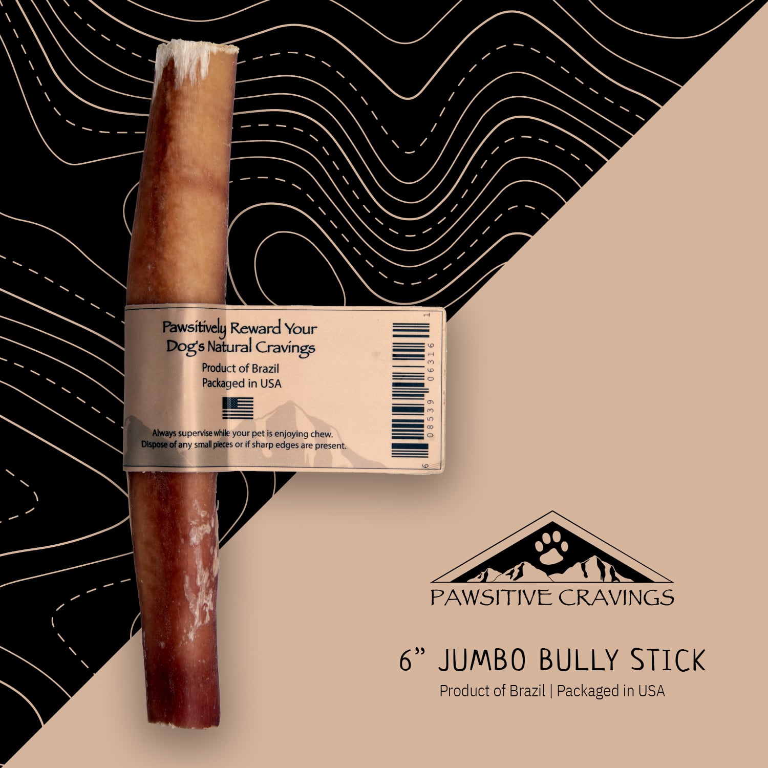6" Jumbo Bully Stick 2 6" Jumbo Bully Stick - Front | Pawsitive Cravings