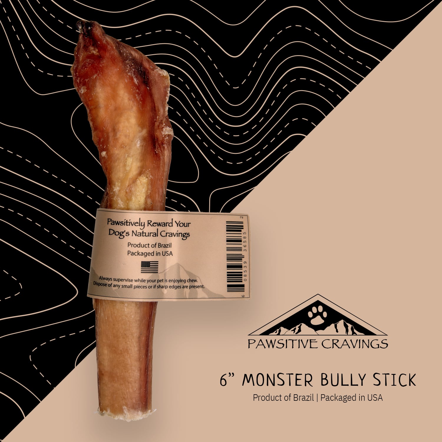 6" Monster Bully Stick 2 6" Monster Bully Stick - Back | Pawsitive Cravings