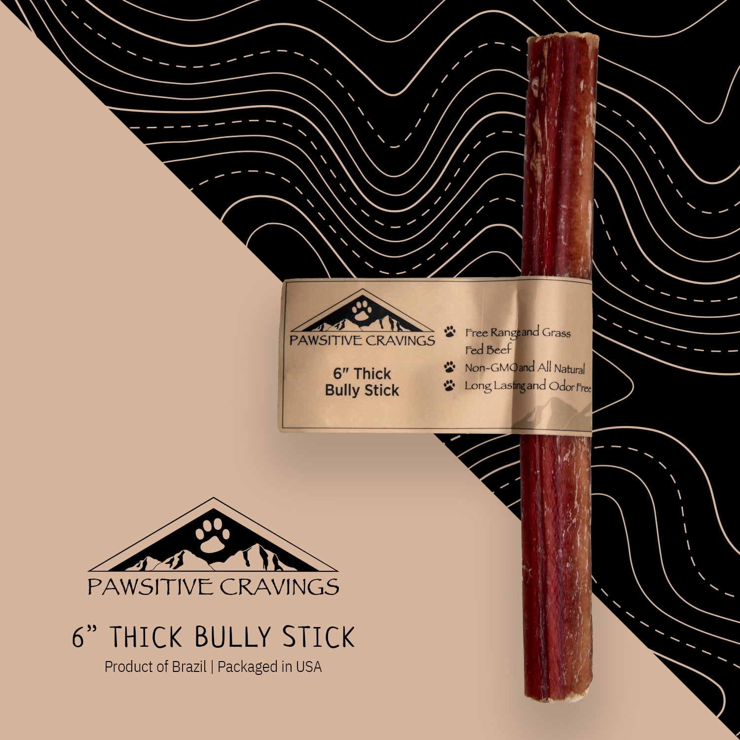 6" Thick Bully Stick 2 6" Thick Bully Stick - Front | Pawsitive Cravings