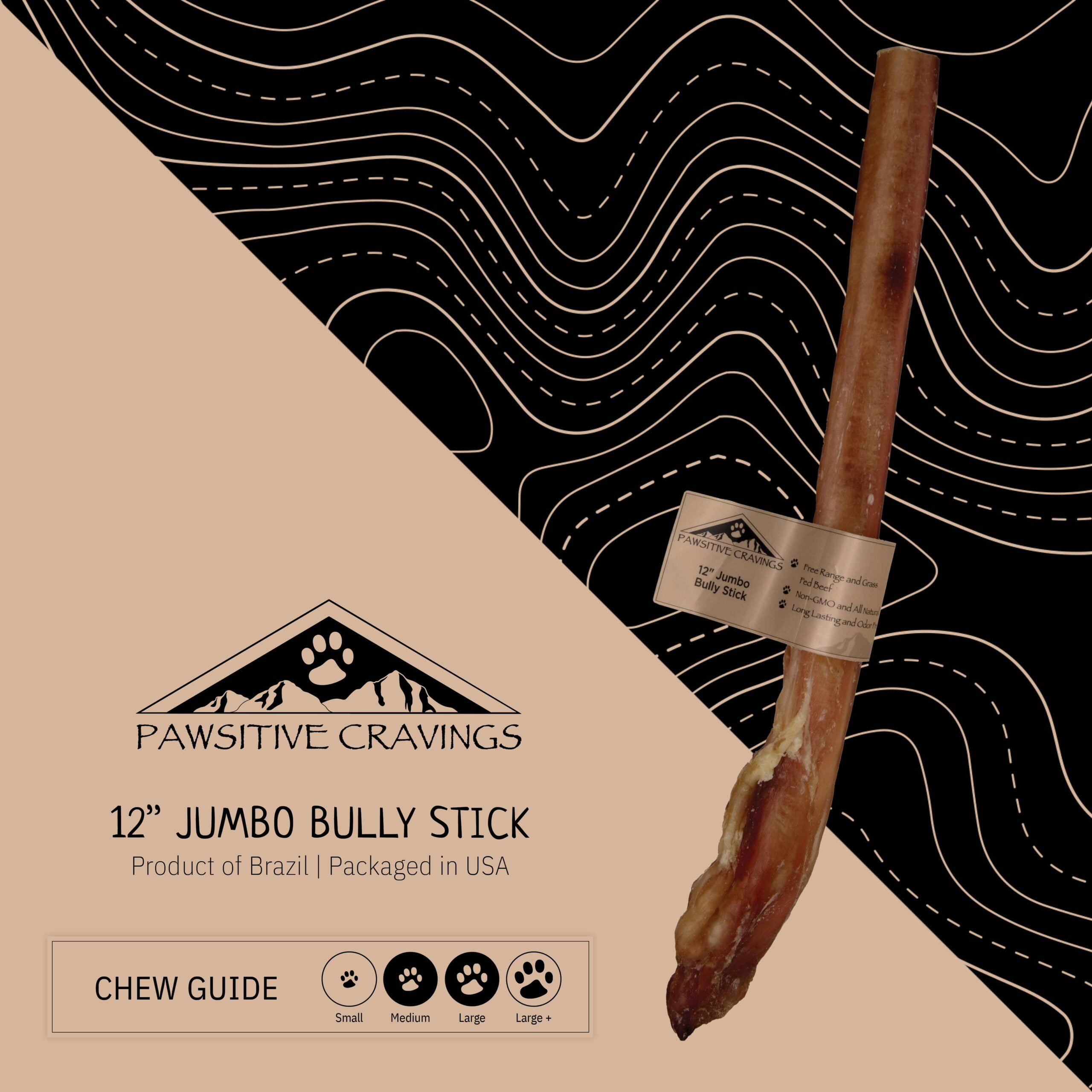 12" Jumbo Bully Stick 1 12" Jumbo Bully Stick Chew Guide | Pawsitive Cravings